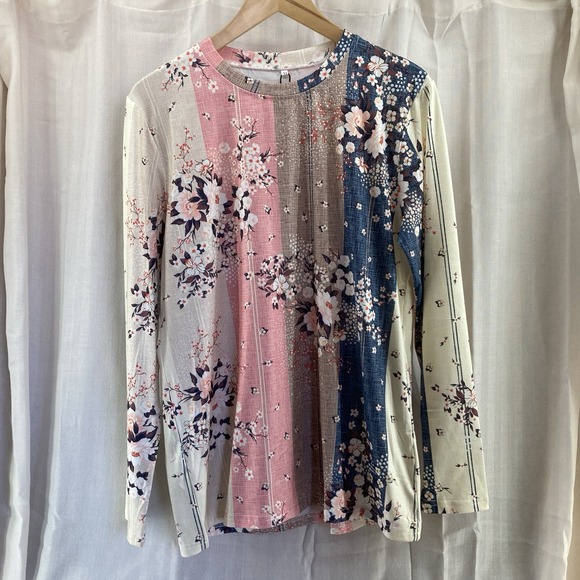 Tops - NWT‎ Dressin Top Women M Multi Floral Crew Neck Stretch Casual Long Sleeve